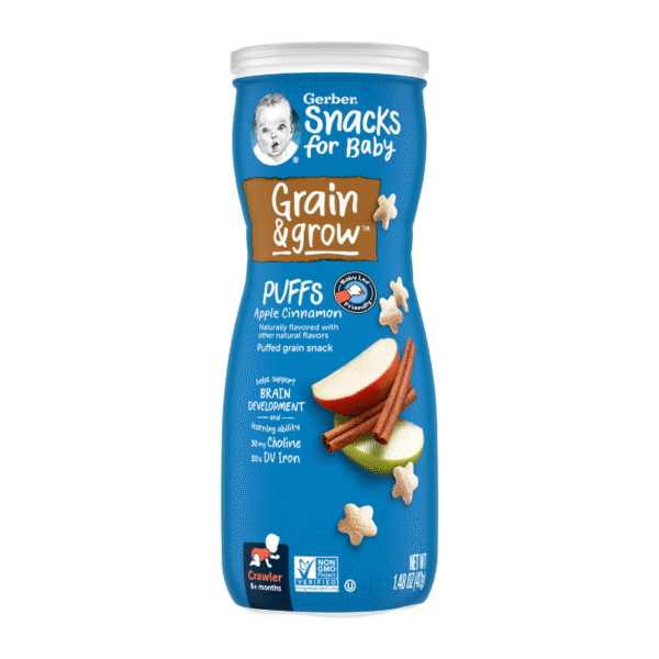 Gerber Snacks for Baby Grain & Grow Puffs, Apple Cinnamon, 42G 8m+