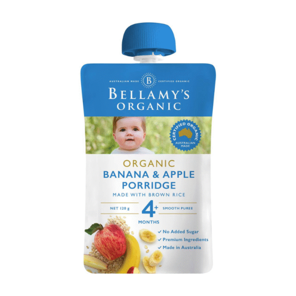 Bellamy's Organic Baby Pouch 4m+ Banana & Apple Porridge 120g